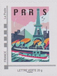 Stamp, Paris, France,  , Rivers, Towers