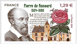 Stamp, Pierre de Ronsard, Poet, France,  , Authors, Famous People, Literary People (Poets and Writers), Literature, Men