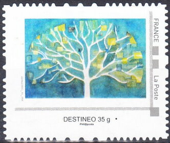 Stamp, Abstract Painting of a Tree, France,  , Art, Paintings, Trees