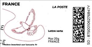 Stamp, Doodle. Red Dove. Redesign no Laposte Logo, France,  , Birds, Drawings