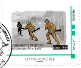Stamp, French Commandos, Ouistreham Riva Bella 6 june 1944, France,  , Anniversaries and Jubilees, Army, Second World War