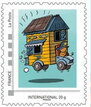 Gouzou driving a postvan with solar panels