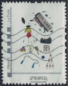 Stamp, Pastimes and games, France,  , Musical Instruments, Toys