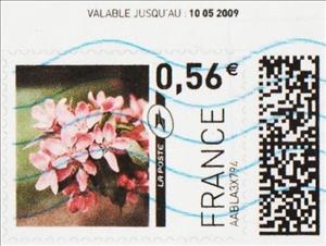 Stamp, Pink Flowers maybe cherry blossom, France,  , Flowers