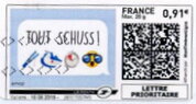 Stamp, Ski fast. Tout Schuss Emoji, France,  , Cartoons, Skiing