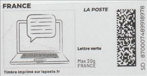 Stamp, Speech Ballon on Computer Screen. Email or Chat. Redesign..., France,  , Computers, Internet