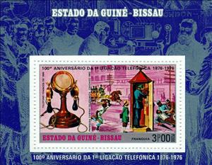 Souvenir Sheet, Centenary of the 1st Phone Connection, Guinea-Bissau,  , Telecommunication, Telephones, Telephony
