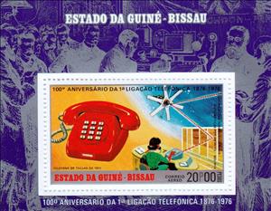 Souvenir Sheet, Centenary of the 1st Phone Connection, Guinea-Bissau,  , Telecommunication, Telephones, Telephony