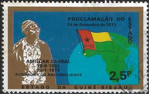 Stamp, Map of Africa and Flag, Guinea-Bissau,  , Flags, Maps