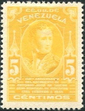 150th Anniversary of the birth of Antonio José de Sucre