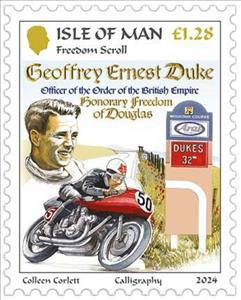 Stamp, Geoff Duke, Motorcyclist, Isle of Man,  , Motor Racing, Motorcycles