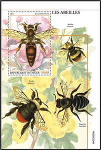 Souvenir Sheet, Apis mellifera femina, Niger,  , Bees, Insects