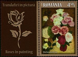Stamp with Attached Label, Still Life, Ștefan Luchian, Romania,  , Painters, Paintings, Roses