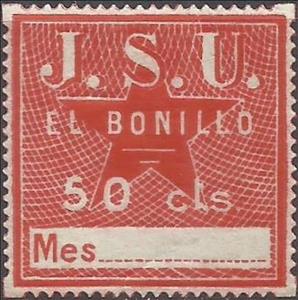 Stamp, J.s.u., Spain, Civil War,  , Letters (Alphabet), Numbers, Stars