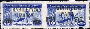 Se-tenant, Asociacion Benefica de Correos (Habilitado, black), Spain,  , Landscapes, Mountains, Postal Unions, Postmen