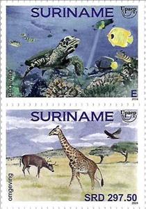 Se-tenant, UPAEP 2024 : Environment, Suriname,  , Environment Protection, Giraffes, Turtles, U.P.A.E.P.