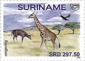 Stamp, UPAEP 2024 : Environment, Suriname,  , Environment Protection, Giraffes, U.P.A.E.P.