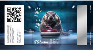 Stamp, Marmi is Curling, Switzerland,  , Animals (Fauna), Cryptostamps, Mammals, Marmots