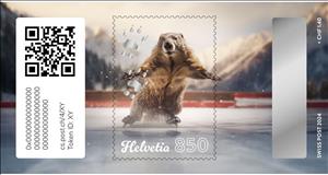 Stamp, Marmi is Ice Skating, Switzerland,  , Animals (Fauna), Cryptostamps, Mammals, Marmots