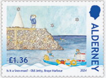 Stamp, Is it a snowman? Navigational beacon, Old Jetty Braye Harbou, Alderney,  , Christmas, Snowmen