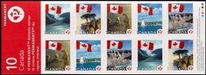 Booklet Pane, Flag over ladmarks booklet pane, Canada,  , Animals (Fauna), Coastal Areas, Flags, Landscapes, Lighthouses, Mammals, National Parks, Polar Bears