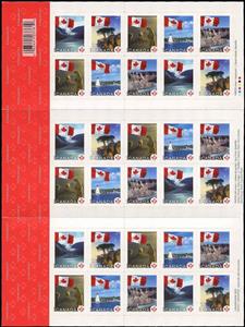 Booklet Pane, Flag over ladmarks booklet pane, Canada,  , Animals (Fauna), Coastal Areas, Flags, Landscapes, Lighthouses, Mammals, National Parks, Polar Bears