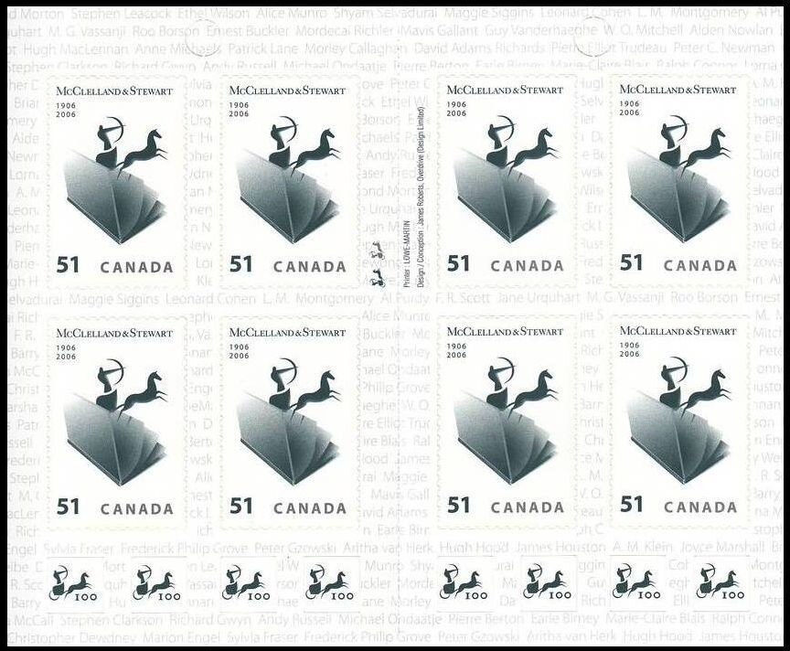 McClelland & Stewart Centenary booklet pane