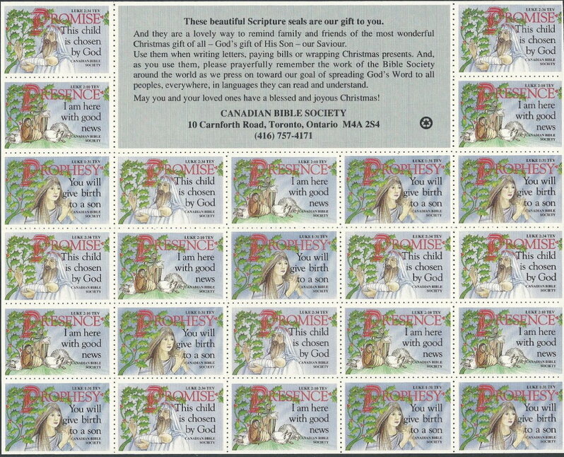 Canadian Bible Society. These beautiful scripture seals are