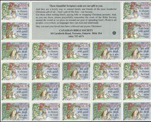 Mini Sheet, Canadian Bible Society. These beautiful scripture seals are, Canada,  , Biblical Accounts, Charity, Christmas, Proverbs and Quotations, Women