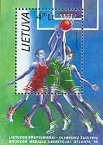 Souvenir Sheet, Lithuanian Basketball Team, Bronze Medallist., Lithuania,  , Sport, Basketball