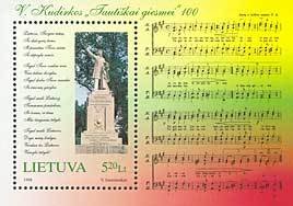 Text of Lithuanian anthem and Kudirka's monument