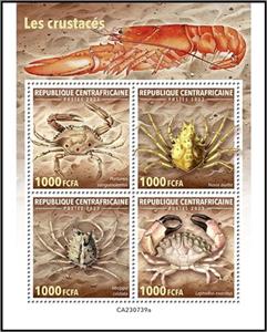 Mini Sheet, Crustaceans, Central African Republic,  , Animals (Fauna), Crustaceans, Sea Life