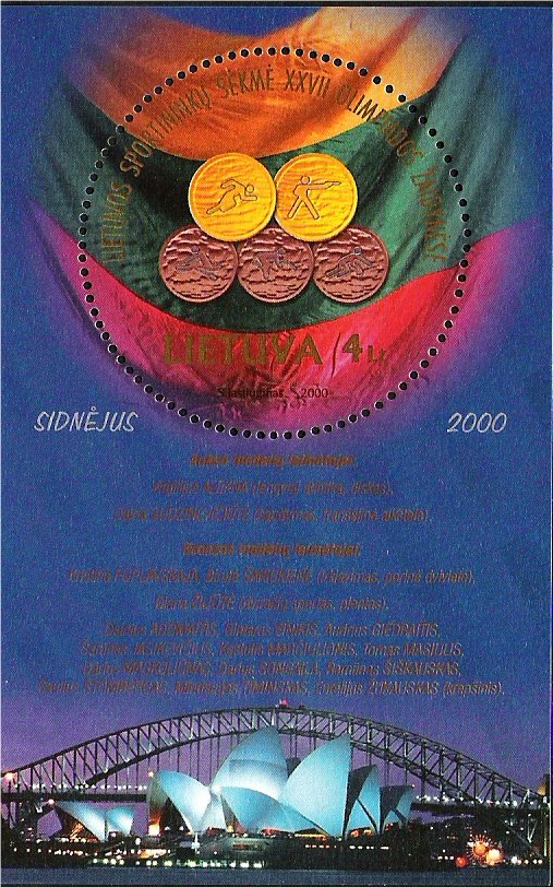 Medals of Lithuanian, on the back graund flag of Lithuania