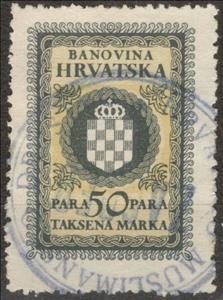 Stamp, Banovina Hrvatska Taksena Marka, Croatia,  , Coats of Arms