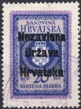 Stamp, Nezavisna Država Hrvatska overprint, Croatia,  , Coats of Arms