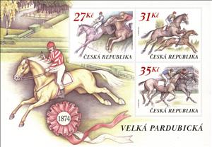 Souvenir Sheet, Grand Pardubice Steeplechase, Czech Republic,  , Animals (Fauna), Anniversaries and Jubilees, Equestrianism and horse riding, Horses, Mammals