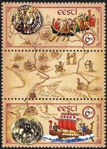 Gutter Pairs, Joint Issue of Estonia and Ukraine - Ancient Trade Routes, Estonia,  , Coins, Joint Issues, Sailing Ships, Ships, Trade