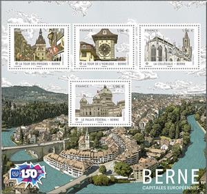 Souvenir Sheet, European capitals - Bern, France,  , Townscapes / City Views