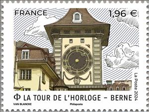 Stamp, The Clock Tower - Bern, France,  , Townscapes / City Views