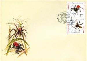 First Day Cover, Great Raft Spider (Dolomedes plantarius), Ladybird Spider (E, Lithuania,  , Animals (Fauna)