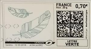 Stamp, Green Quills, France,  , Feathers
