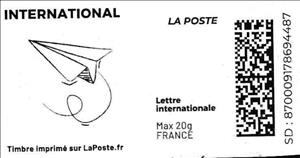 Stamp, Paper Aeroplane 2. Redesign wihout Laposte logo, France,  , Toys