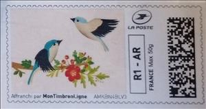 Stamp, Spring. Birds Nesting. Pink Background, France,  , Animals (Fauna), Birds, Spring