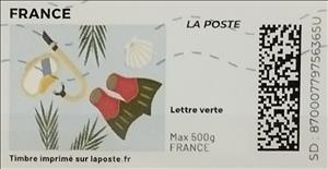Stamp, Summer. Flippers Mask Snorkel. Redesign without laposte logo, France,  , Diving (Scuba-Snorkelling), Summer