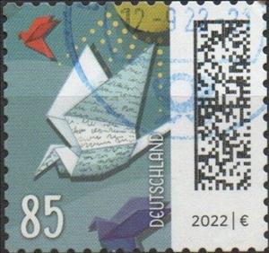 Stamp, Letters as Bird, Germany, Federal Republic,  , Birds, Letters (Mail), Stylized Animals, Sun