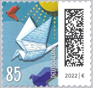 Stamp, Letters as Bird, Germany, Federal Republic,  , Birds, Letters (Mail), Stylized Animals, Sun