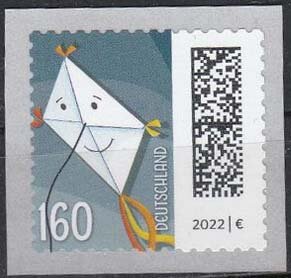Stamp, Letters as Bird, Germany, Federal Republic,  , Kites, Letters (Mail)
