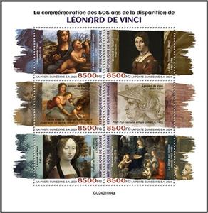 Mini Sheet, 505th Anniversary of the Death of Leonardo da Vinci, Guinea,  , Anniversaries and Jubilees, Painters