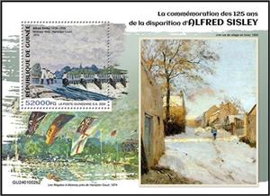Souvenir Sheet, Alfred Sisley (1839–1899), Guinea,  , Anniversaries and Jubilees, Art, Painters, Paintings