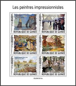 Mini Sheet, Impressionist Painters, Guinea,  , Painters, Paintings